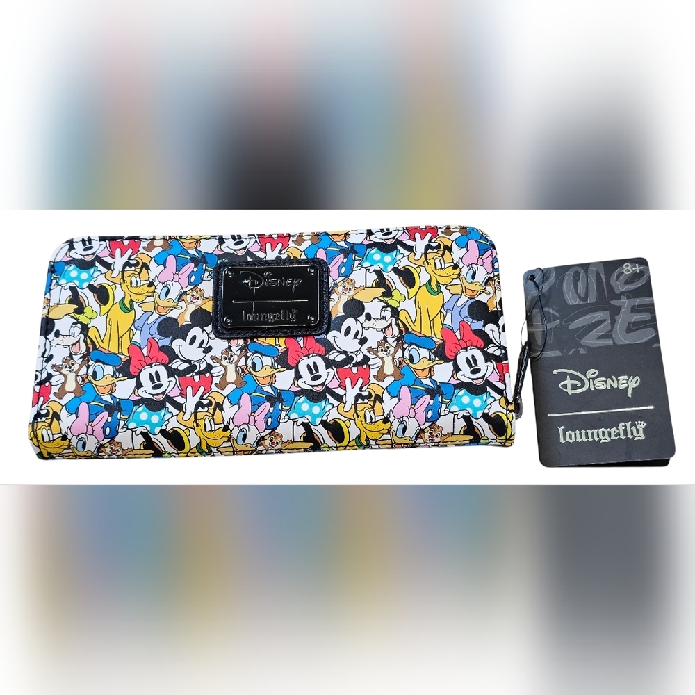 Loungefly Disney Mickey And Friends Characters Multi-Color Zip Wallet